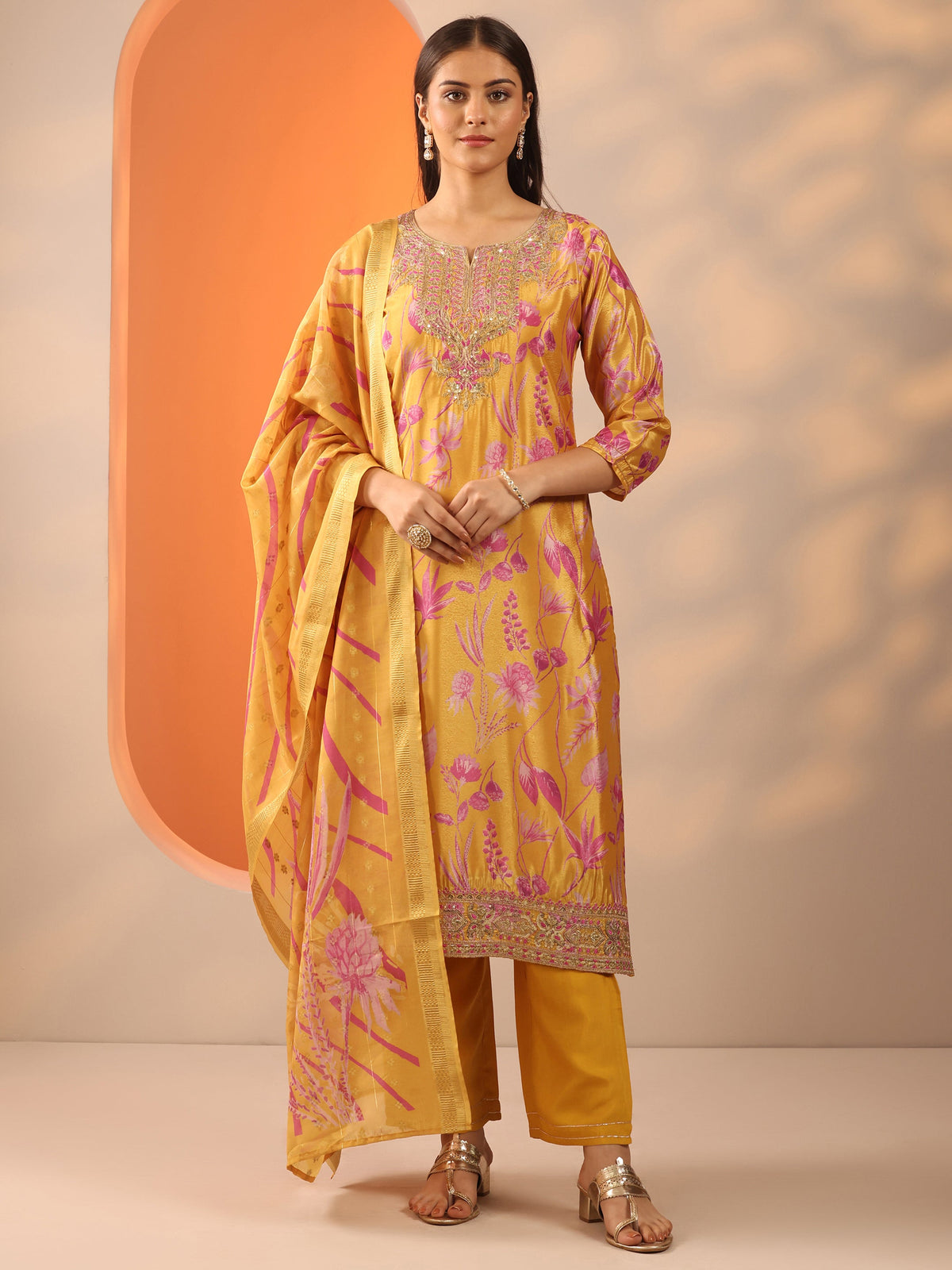 LIBAS LADIES WESTERN KURTI 3PCS SET 49602 MUSTARD