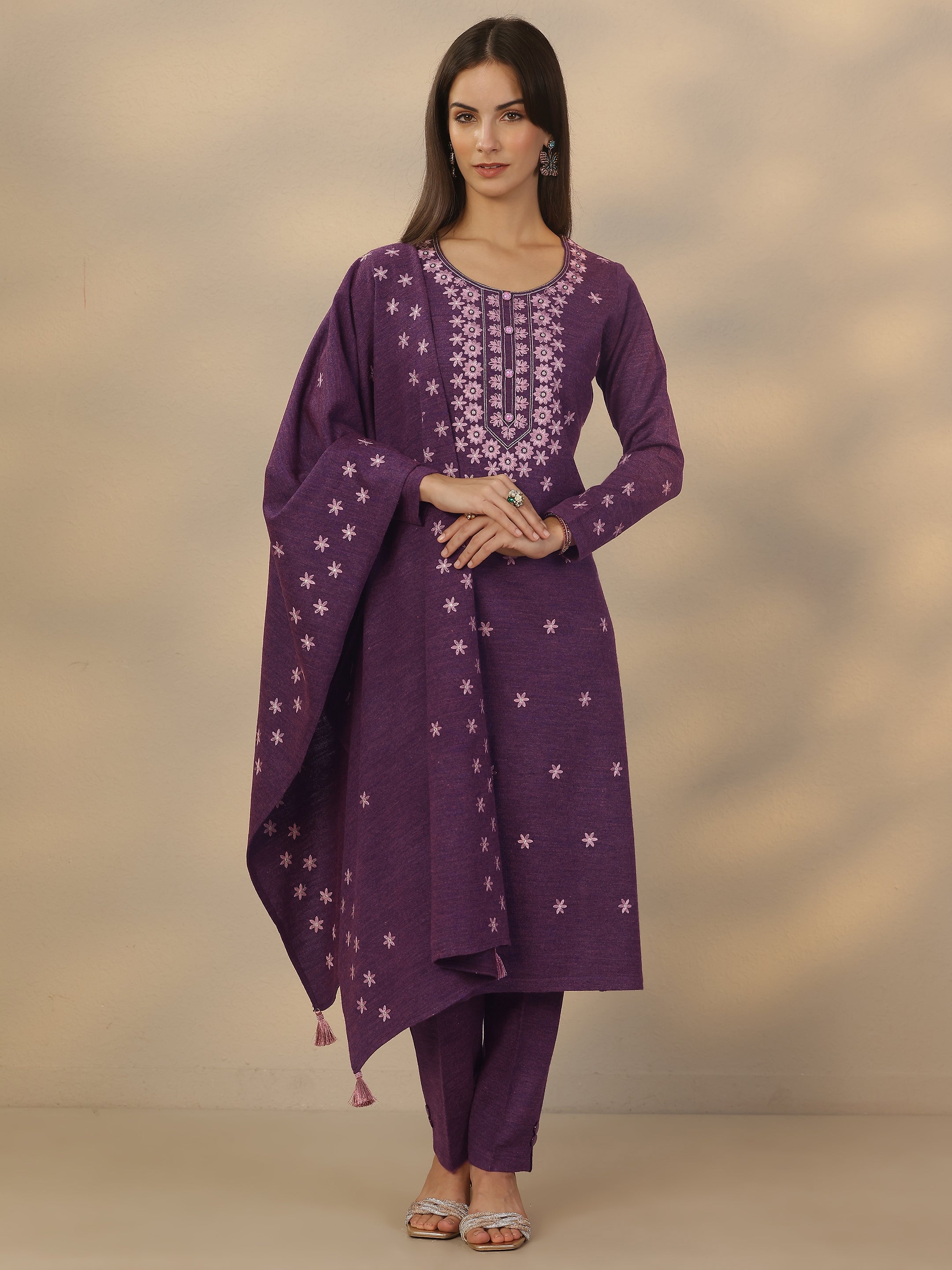 LIBAS LADIES WESTERN W KURTI 3PCS SET 49646W PURPLE