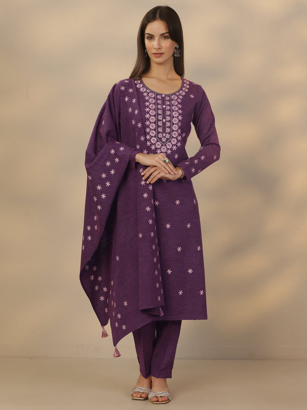 LIBAS LADIES WESTERN W KURTI 3PCS SET 49646W PURPLE