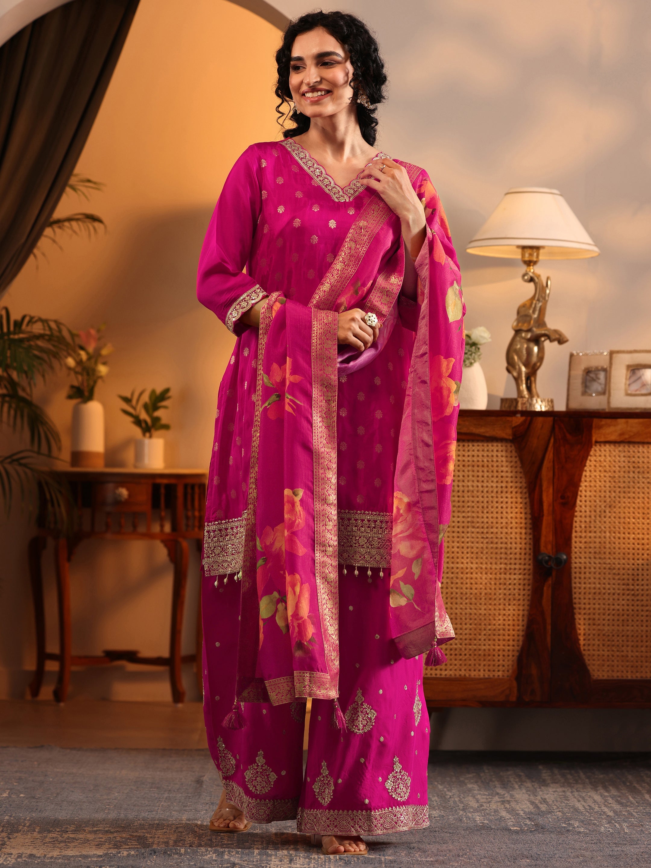 LIBAS LADIES WESTERN KURTI 3PCS SET 49779A PINK