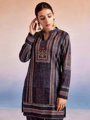 Grey Embroidered Woolen Co-Ord Set