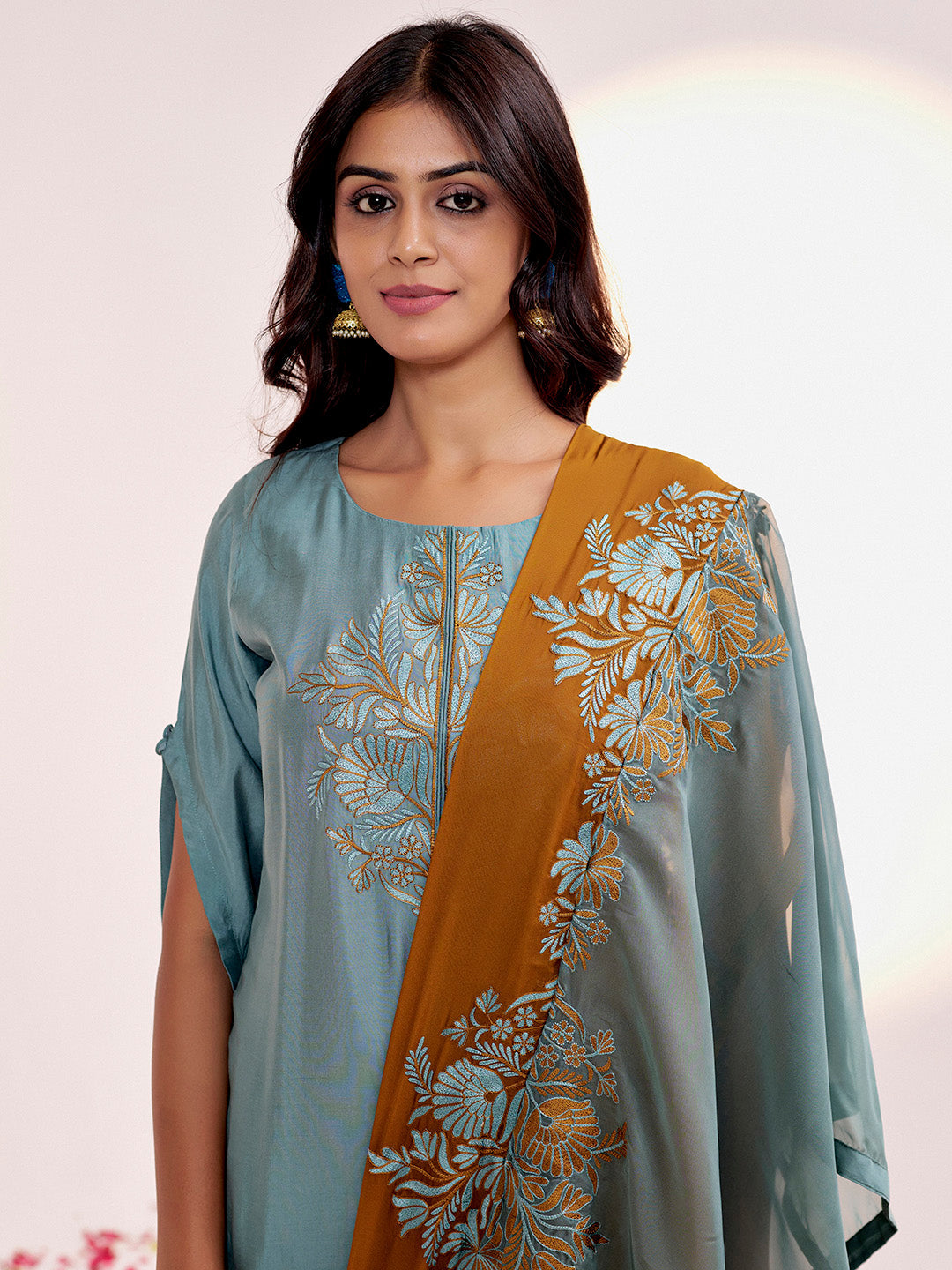 Jaipur Kurti Ladies Western Kurti 3Pcs Set 1A24Kptdr0010 Seablue