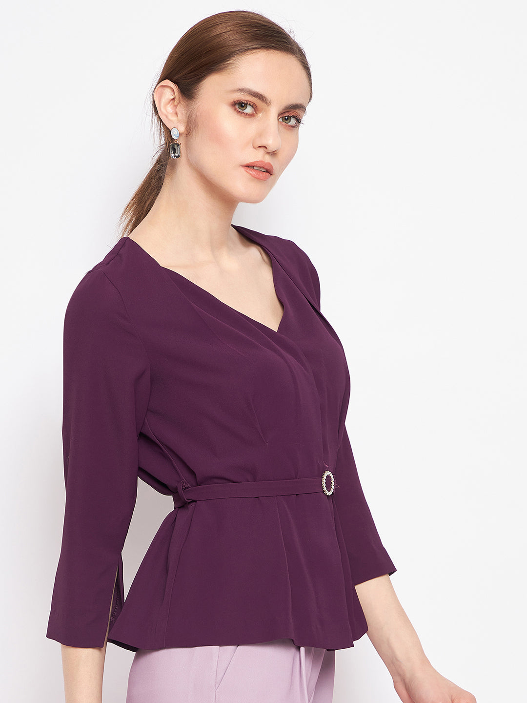 Madame Ladies Western Top H/S M3W18709 032 Purple