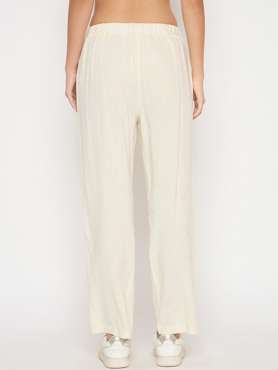 Cream Madame Ladies Western Pants M5S27027 041 with a relaxed fit, showcasing the stylish design and fabric texture.