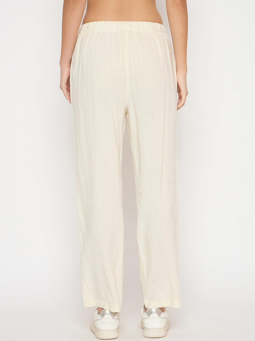 Cream Madame Ladies Western Pants M5S27027 041 with a relaxed fit, showcasing the stylish design and fabric texture.