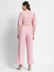 Madame Pink Puffed Sleeve Co-Ord Set