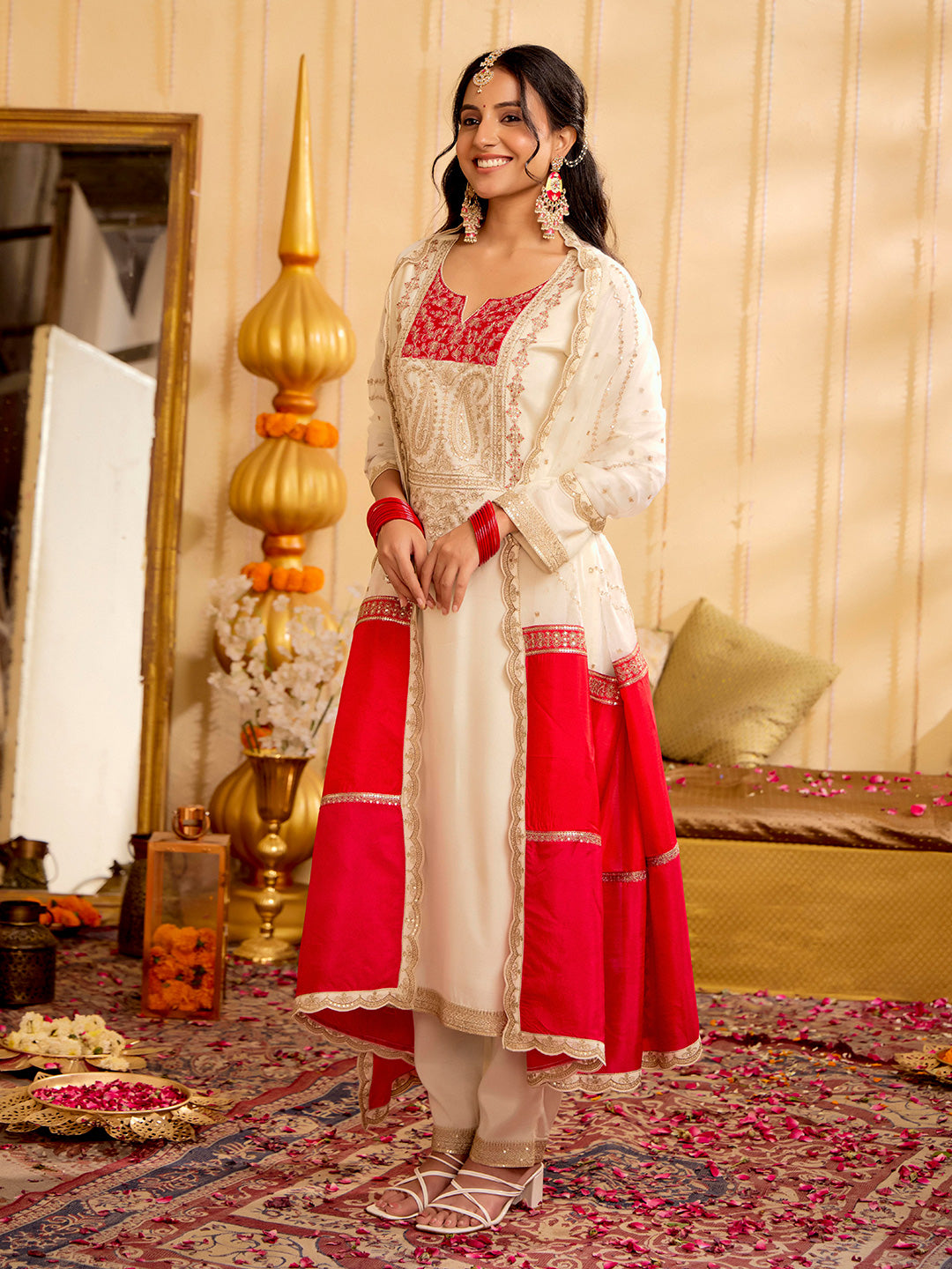 Jaipur Kurti Ladies Western Kurti 3Pcs Set 2C24Kptdr001 Cream&Fuch