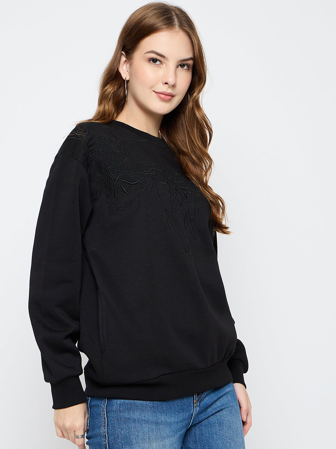 Madame Ladies Western Sweat Shirt M5W22246 002 Black