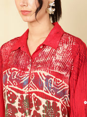 Hand Tie -Dye Bagru Printed Office Co-Ord Set