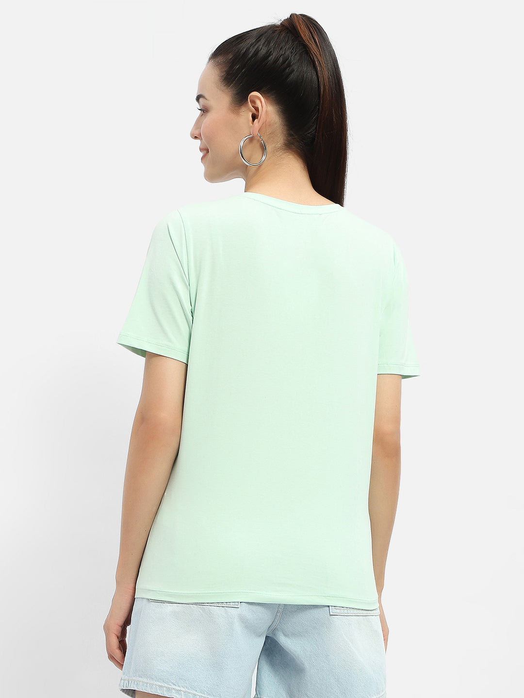 Madame Embellished Typography Mint Regular T-Shirt