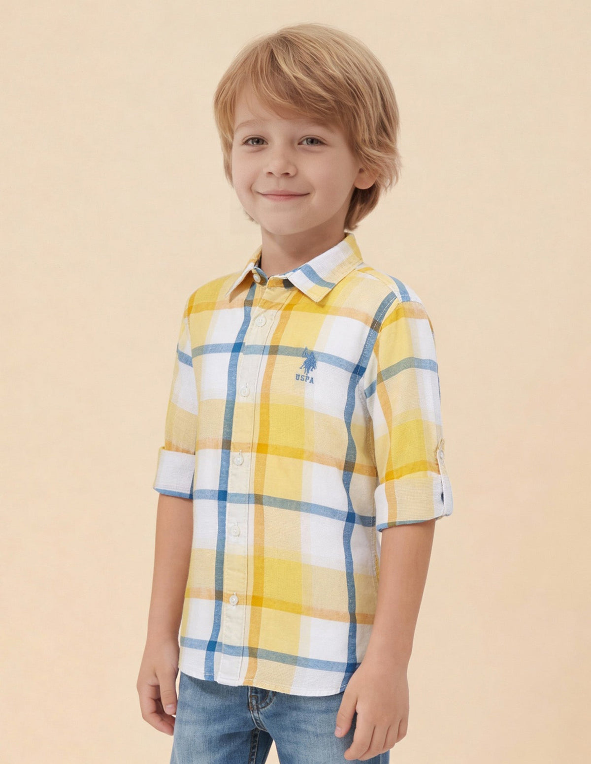 U.S.POLO KIDS BOYS SHIRT H/S UKSHT1890 YELLOW