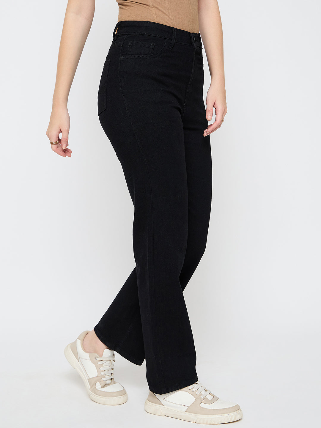 Madame Straight Fit Cotton Blend Jet Black Jeans