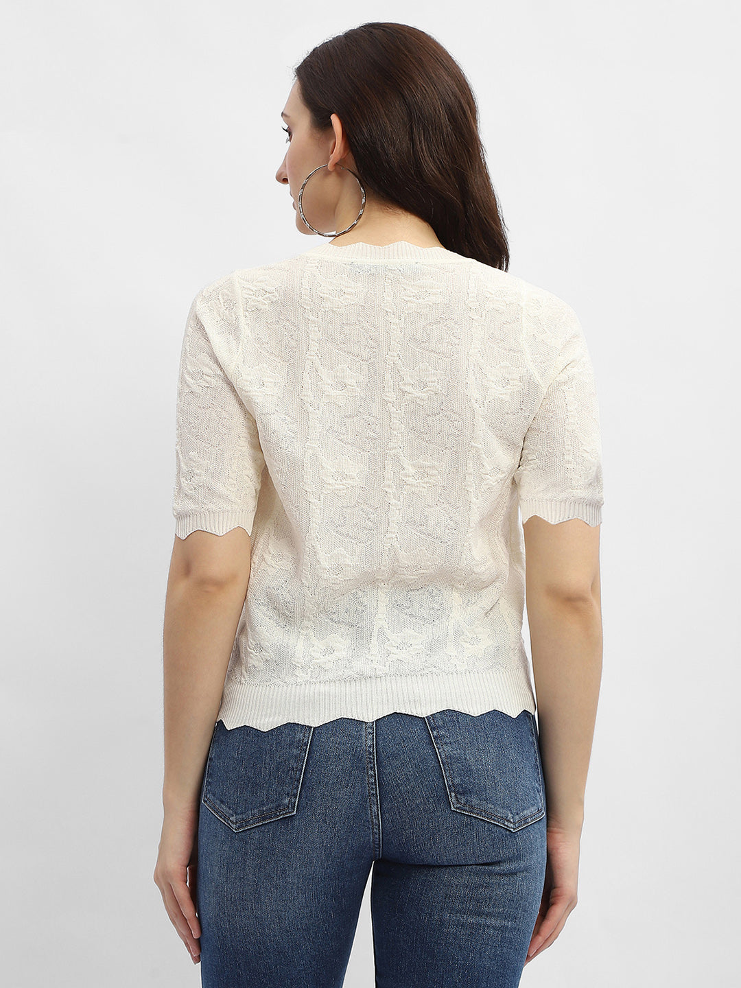 Madame Crinkled Beige Sheer Top