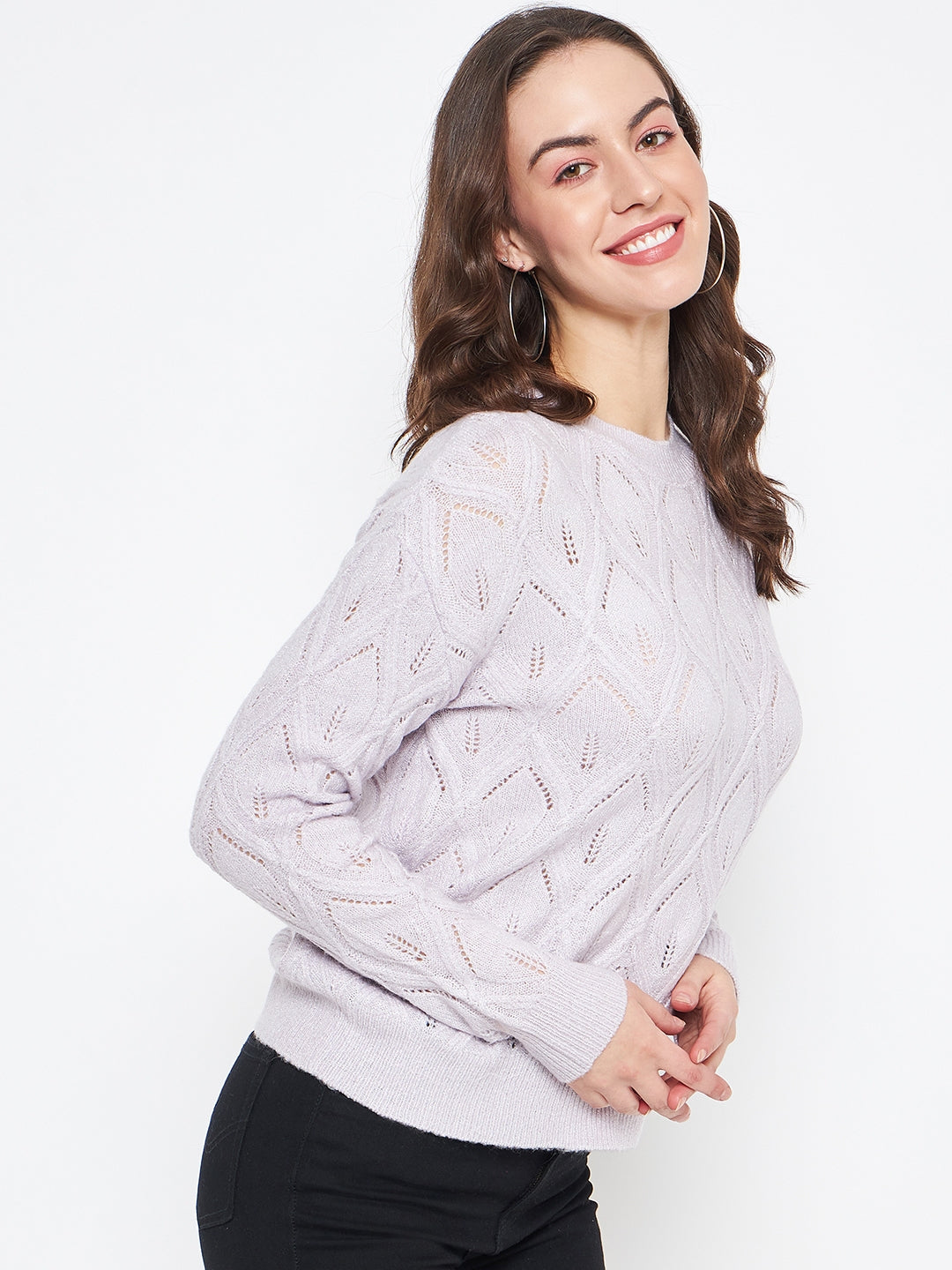 Madame Lilac Regular Fit Acrylic Sweater