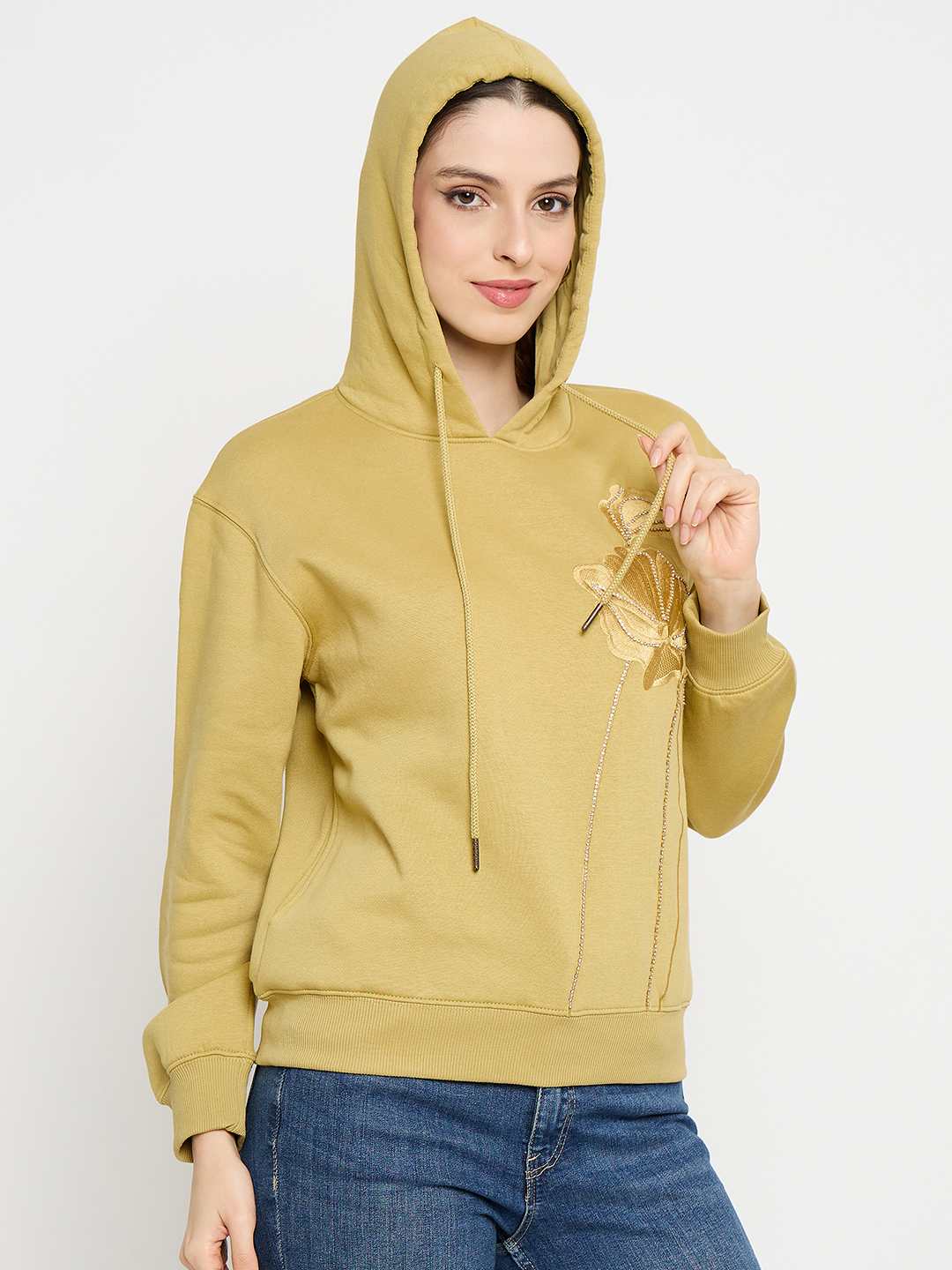 Madame Graphic Print Yellow Cotton Blend Sweatshirt