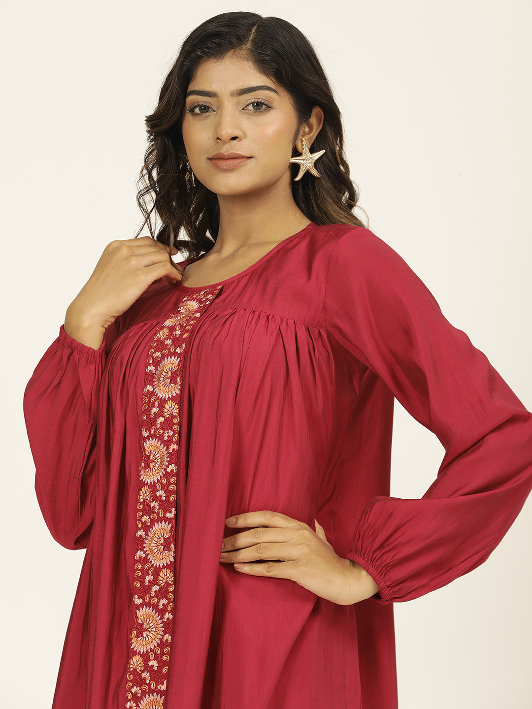 Jaipur Kurti Ladies Western Kurti 2Pcs Set 1A24Coorr003 Magenta