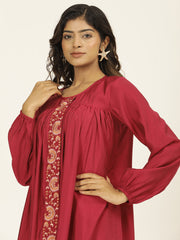 Jaipur Kurti Ladies Western Kurti 2Pcs Set 1A24Coorr003 Magenta
