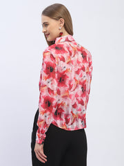 Madame Abstract Print Hot Pink Regular Top