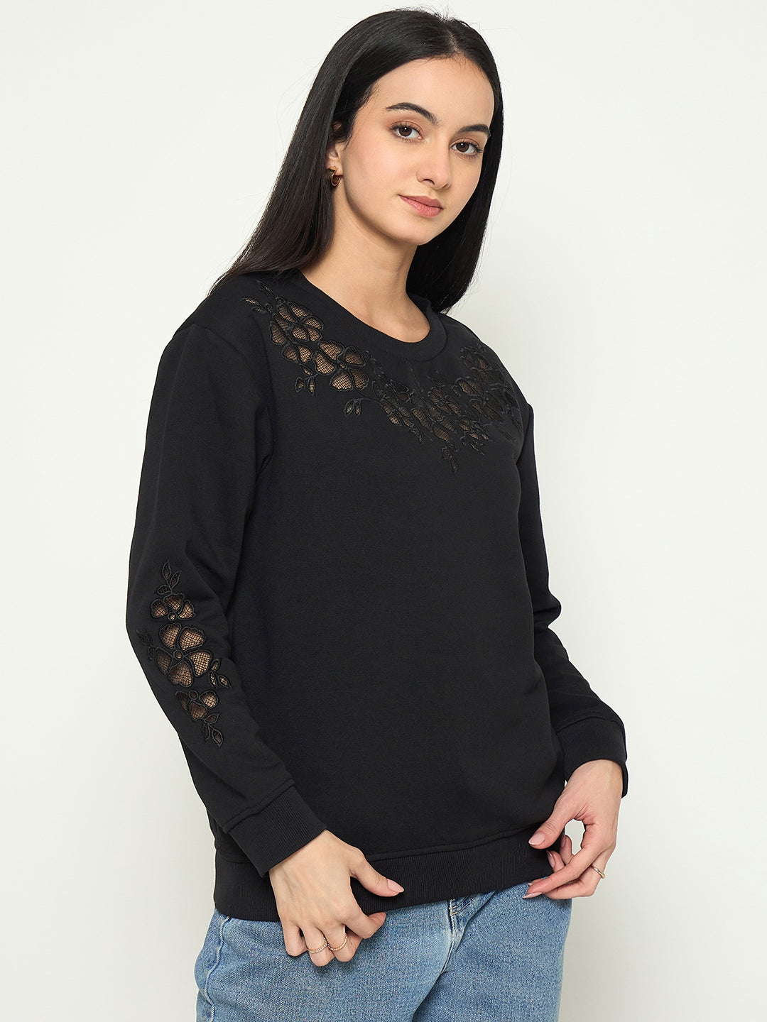 Madame Ladies Western Sweat Shirt M5W22031 002 Black