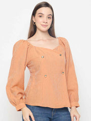 Madame Double Breasted Orange Wrap Top