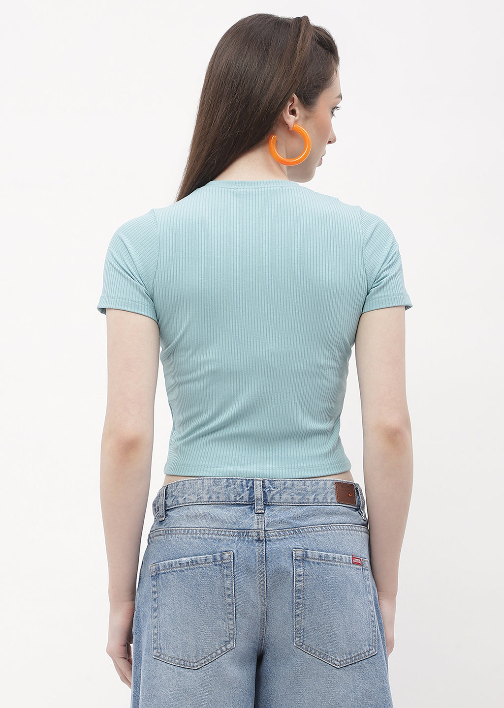 Madame Typography Powder Blue Crop T-Shirt