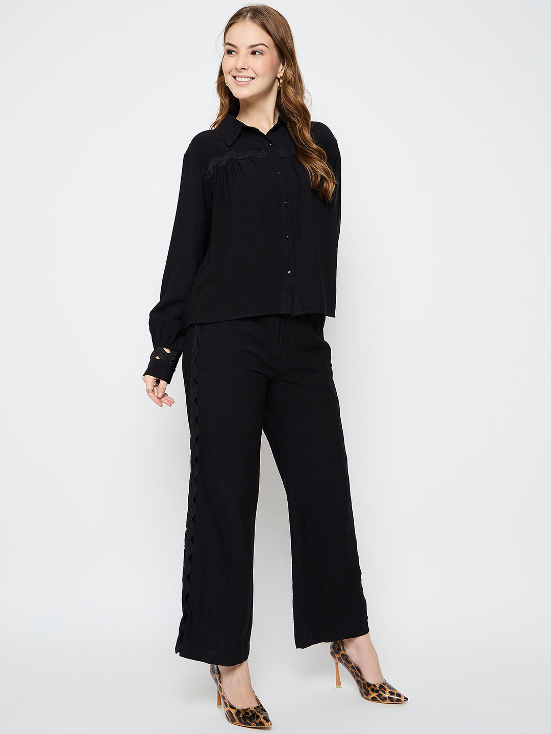 Madame Rayon Lace Black Co-Ord Set