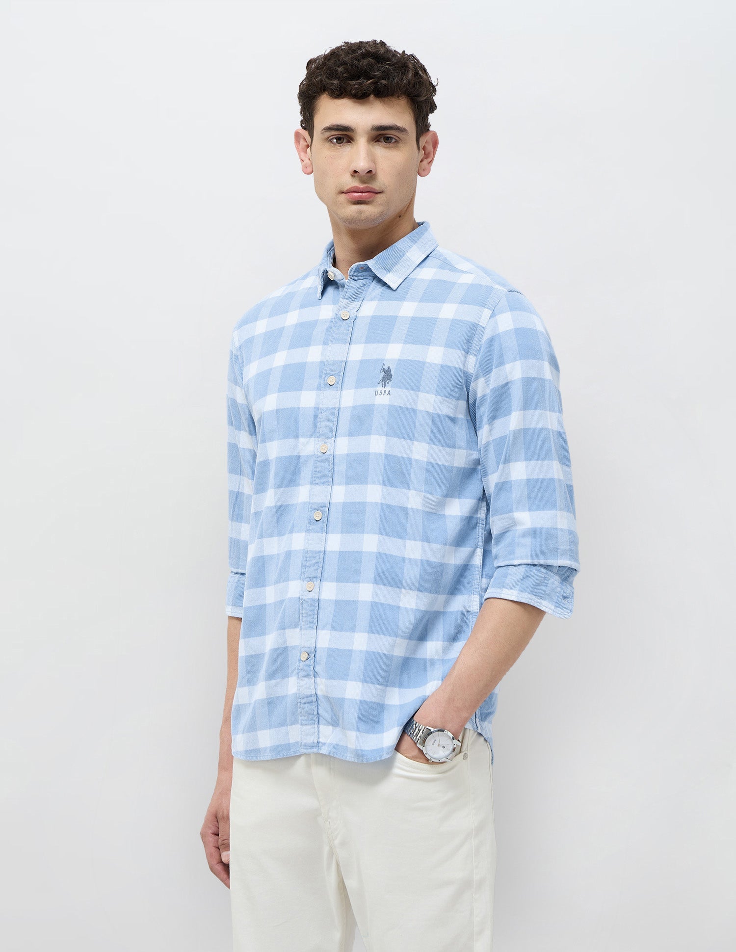 U.S.Polo Mens Casual Shirt F/S Udsht1949 Lt. Indigo