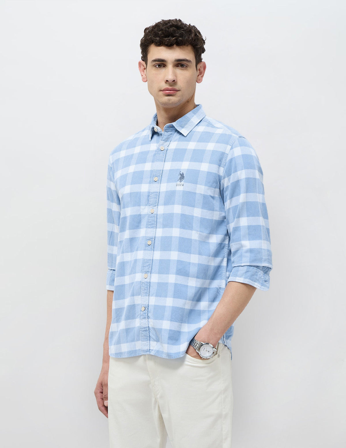 U.S.Polo Mens Casual Shirt F/S Udsht1949 Lt. Indigo