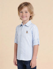 U.S.POLO KIDS BOYS SHIRT H/S UKSHT1980 BLUE
