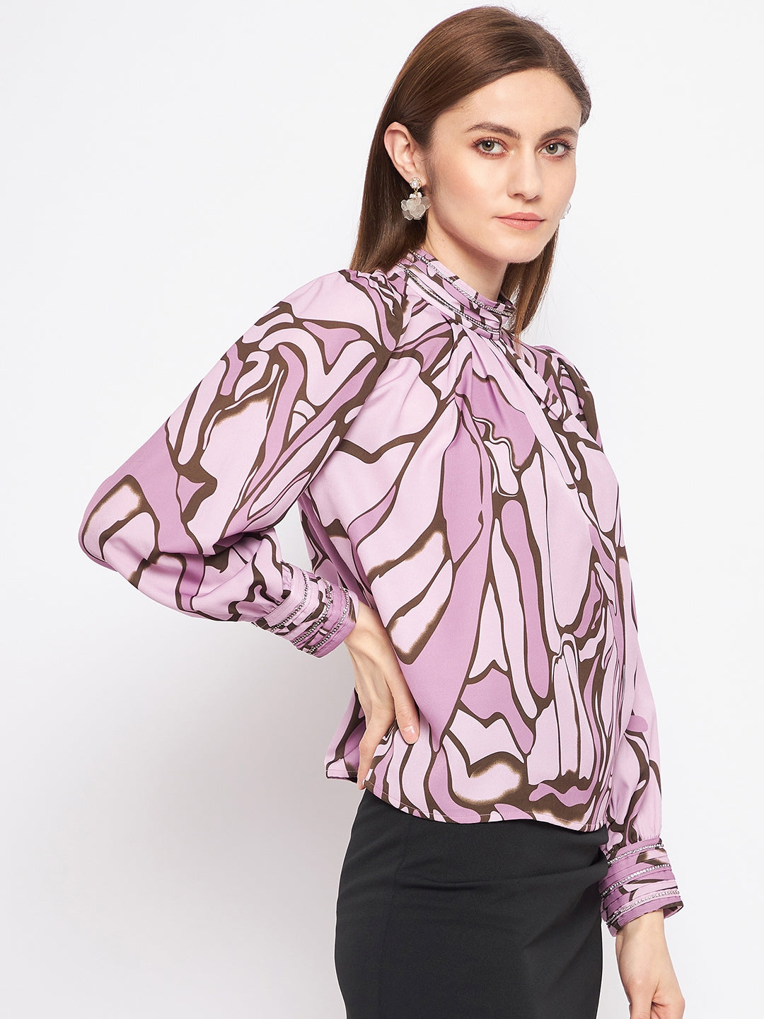 Madame Printed Floral Motif Mauveã¢Â Top