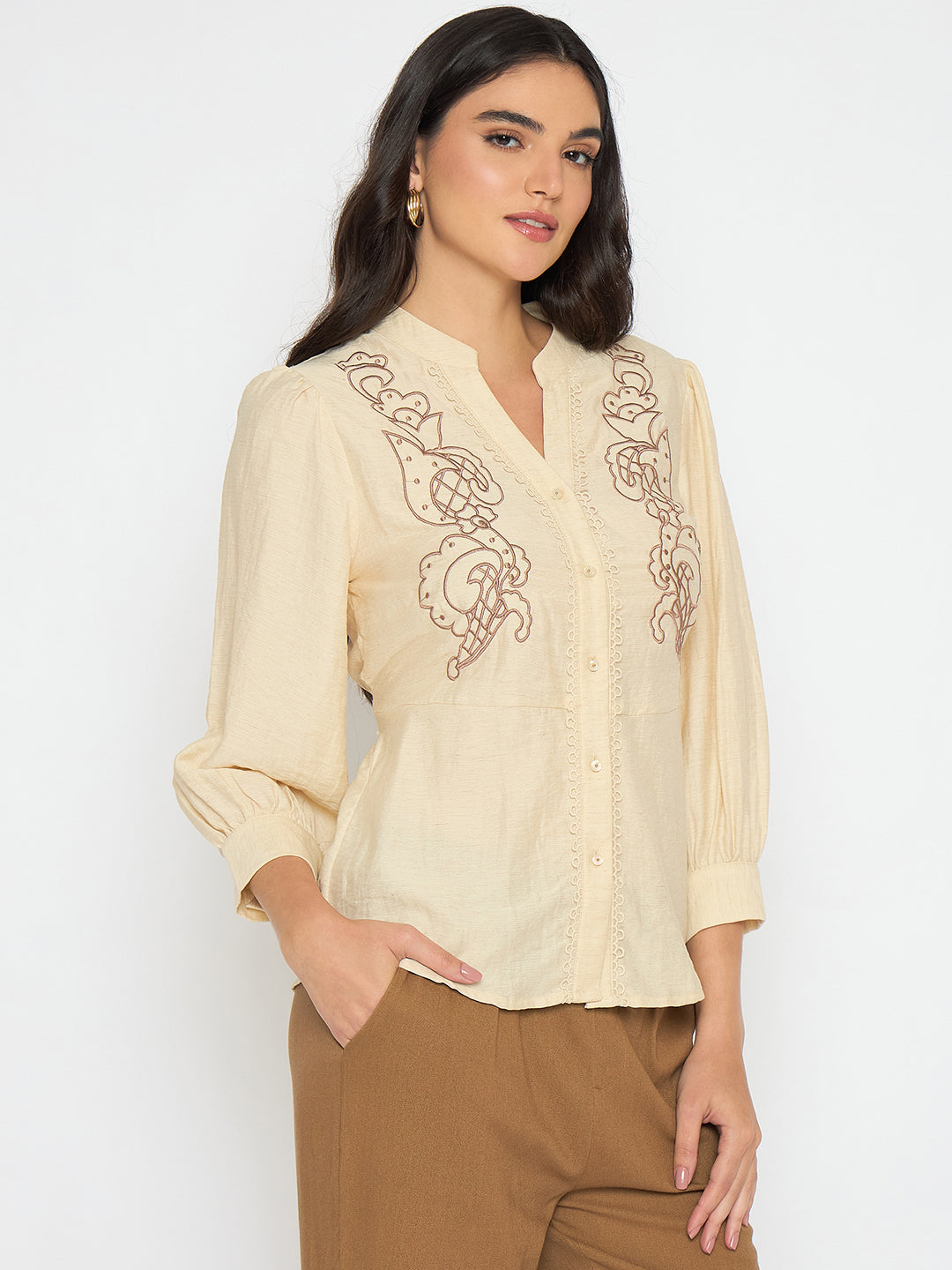 Madame Ladies Western Top F/S M5S18836 001 Beige