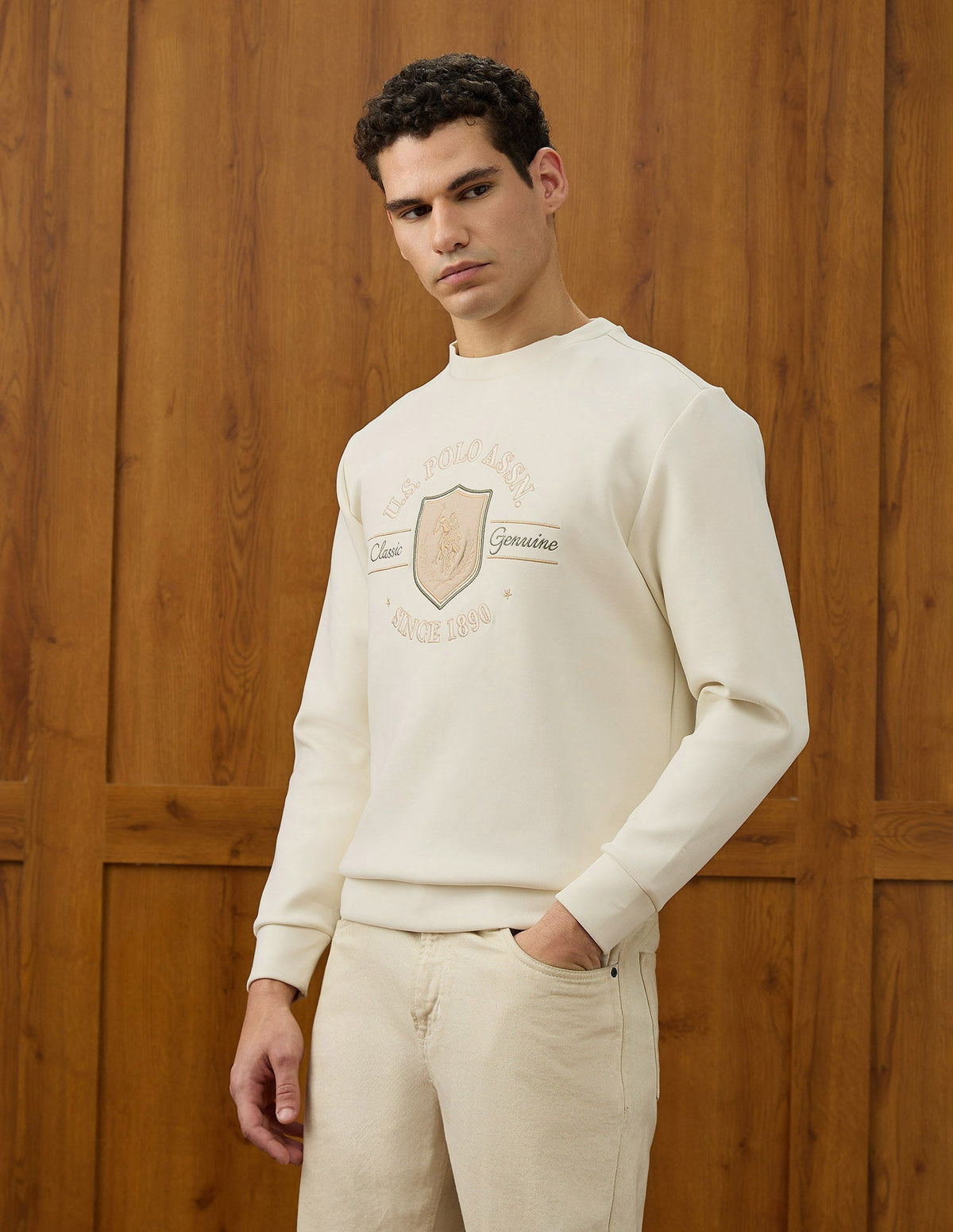 U.S.Polo Mens Sweat Shirt F/S Ussws4323 Off White