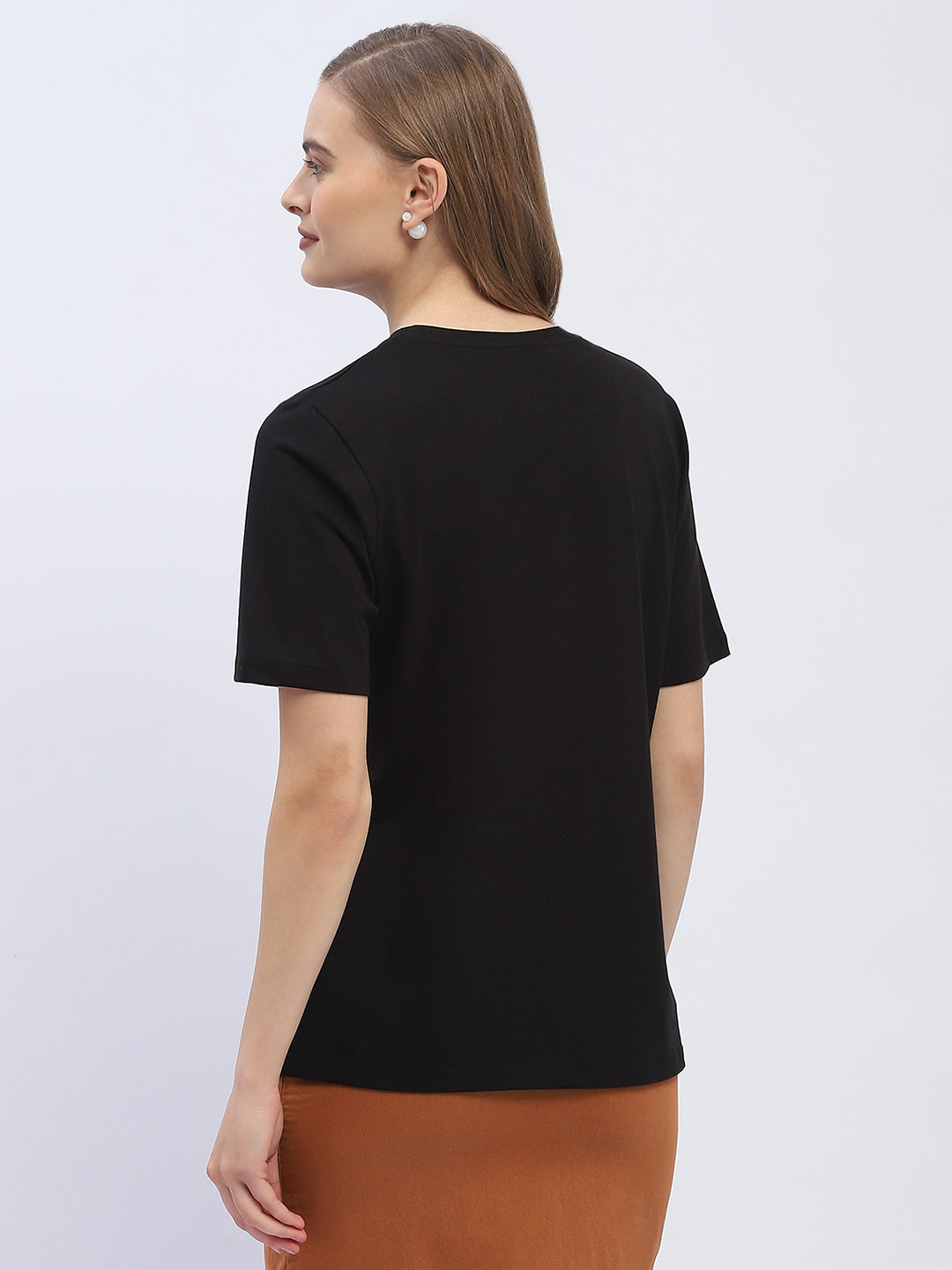 Madame Embellished Typography Black Regular T-Shirt