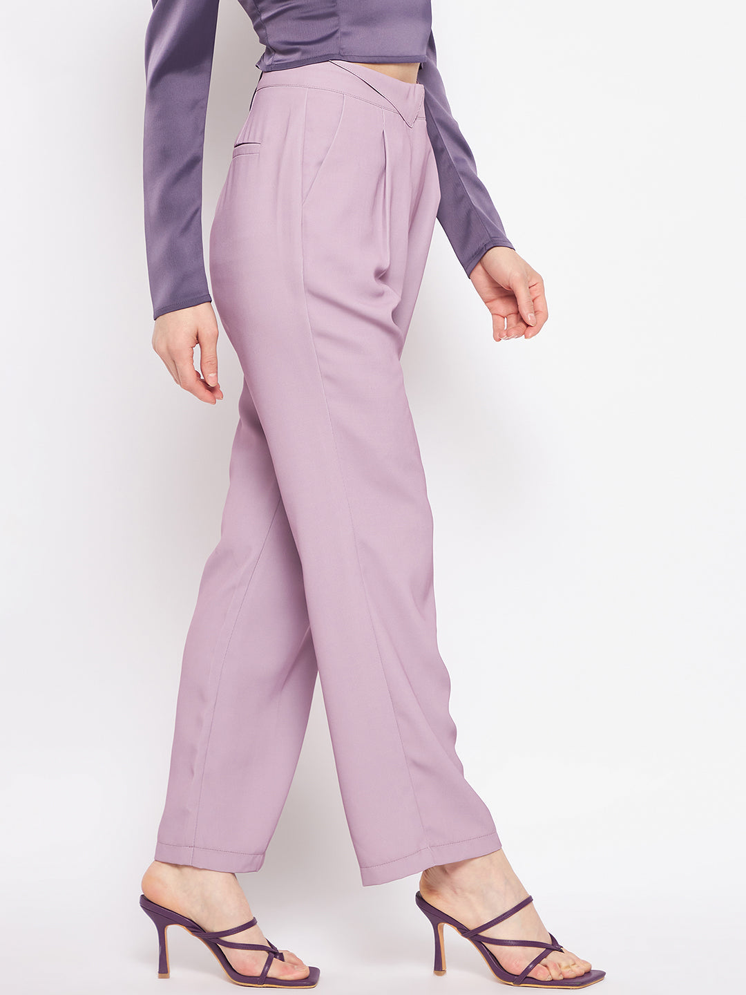 Madame Pleated Mauve Trouser