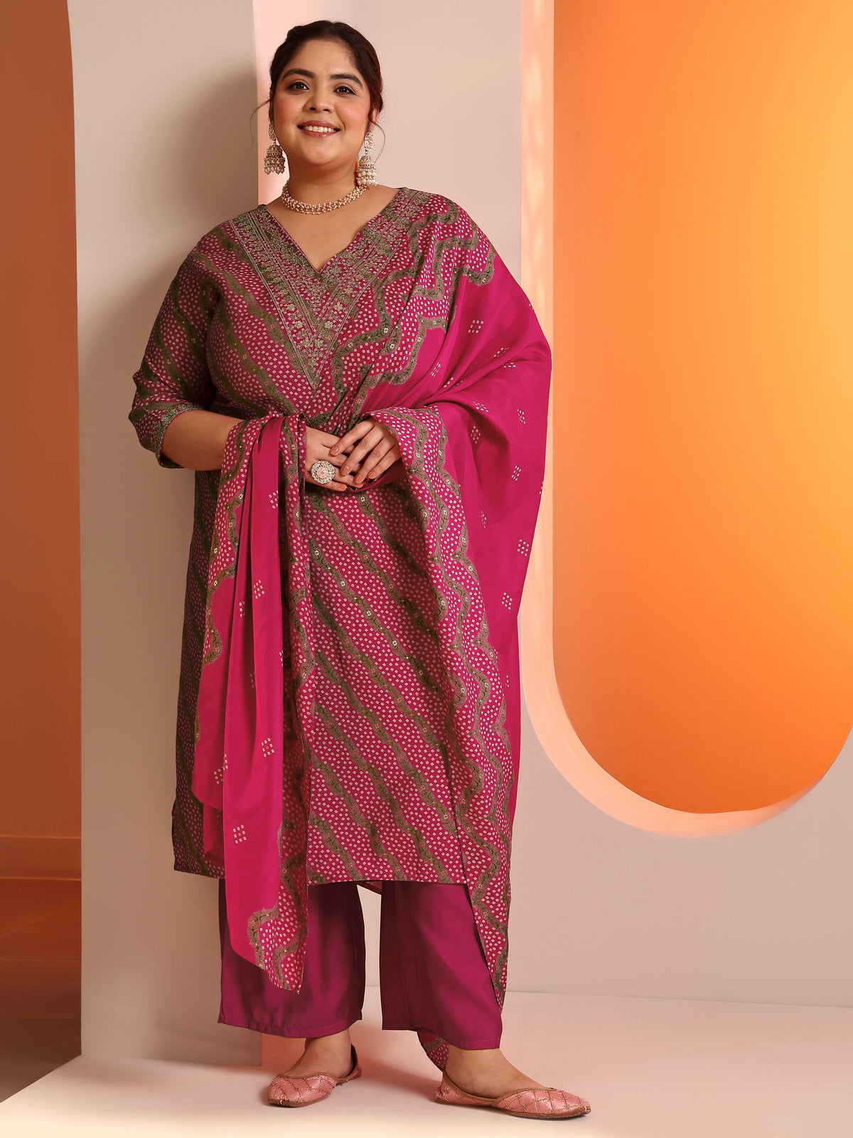 LIBAS LADIES WESTERN KURTI 3PCS SET 500387 PINK