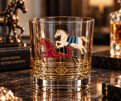 Lyte Club Premium Horse Motif Drinking Glass Set with Gift Box