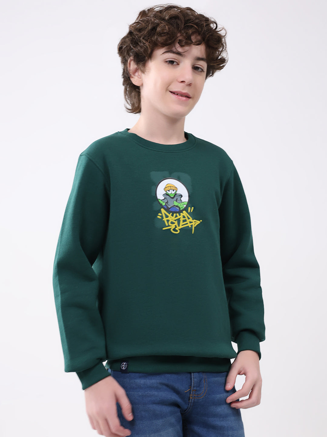 Monte Carlo boys' navy sweat shirt with ribbed cuffs and crew neckline, suitable for winterwear.