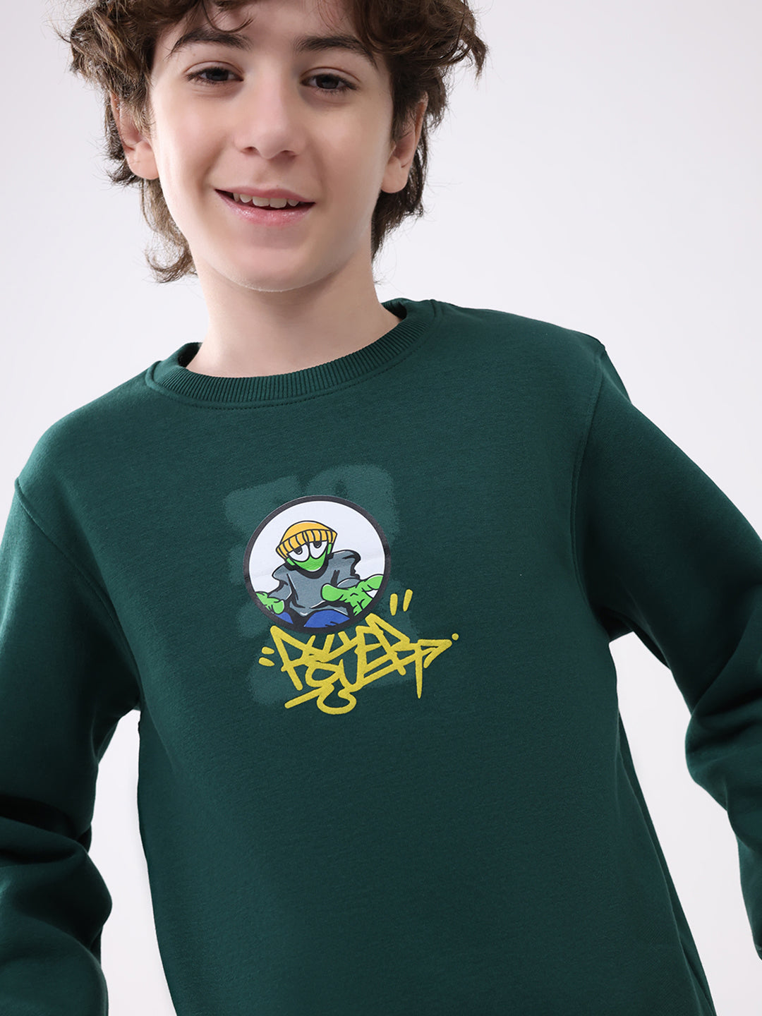 Monte Carlo boys' winterwear sweat shirt in navy blue with ribbed cuffs and a crew neckline, casual and comfortable for kids.