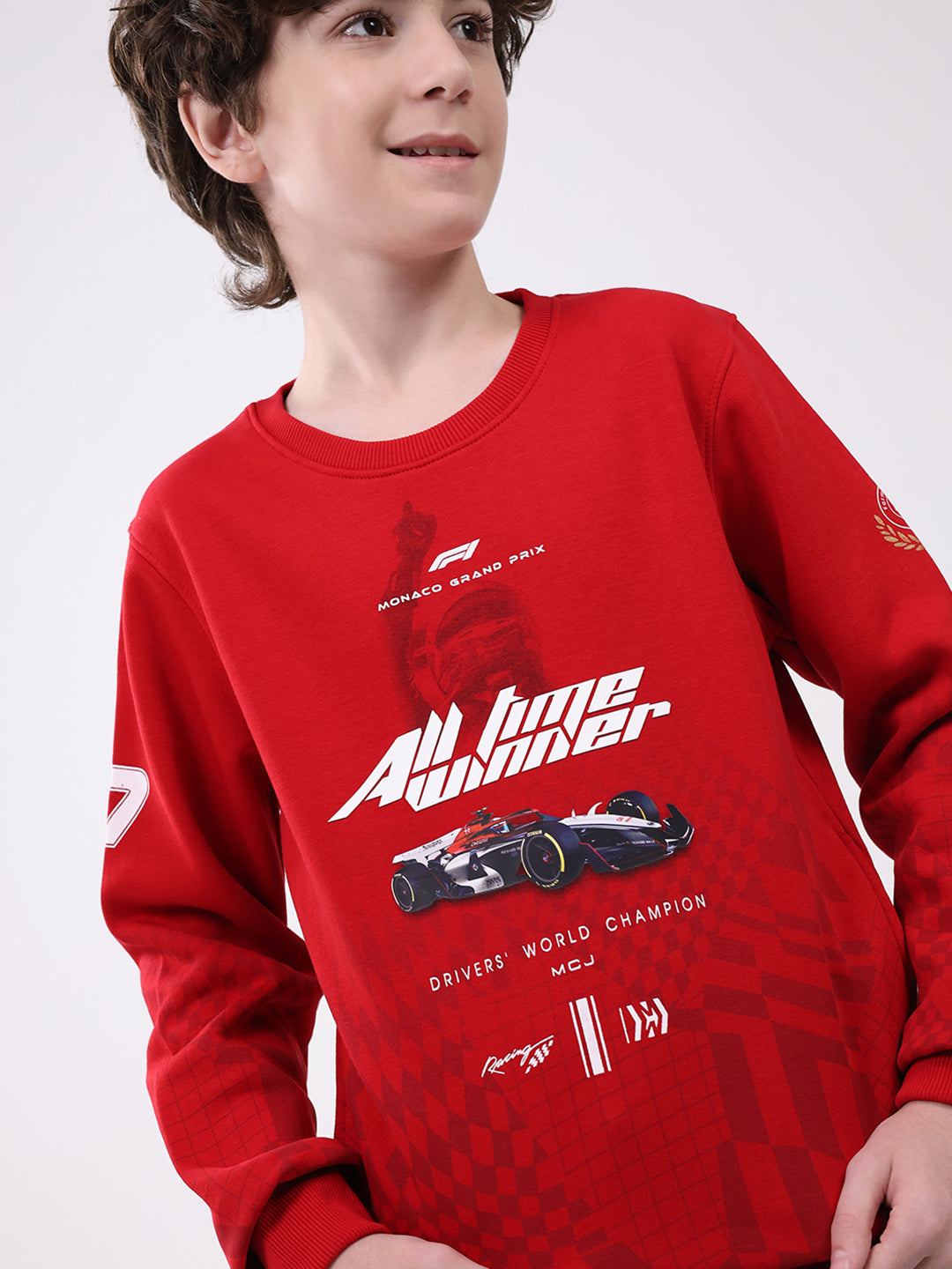 Monte Carlo boys' winter sweat shirt in navy with ribbed cuffs and logo detail, suitable for casual winter wear.