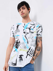 Spykar Mens T-Shirt H/S Mktft1Be009 Pacific Blue