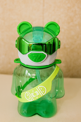 Goyalsons ShopMax Cool Robot Bear kids water bottle with straw and strap, leak-proof design, colorful cartoon robot bear illustration
