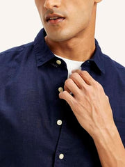 Levi's Men Linen Regular Fit Shirt (24577-0196_Navy