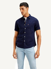 Levi's Men Linen Regular Fit Shirt (24577-0196_Navy