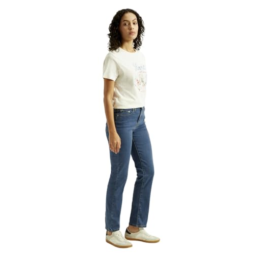 Women's High Rise 724 Slim Straight Fit Blue Jeans