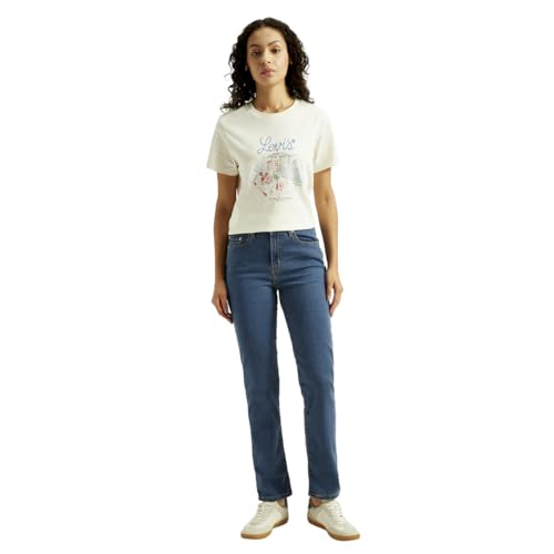 Women's High Rise 724 Slim Straight Fit Blue Jeans