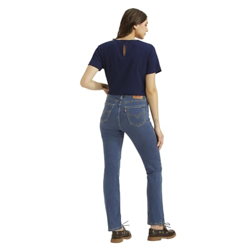 Women's High Rise 724 Slim Straight Fit Blue Jeans