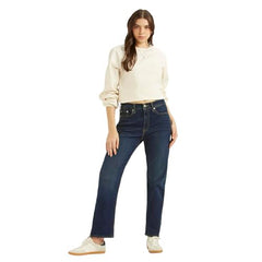 Levi's Women's Dark Indigo Straight Fit Mid-Rise Jeans, 1007, 30