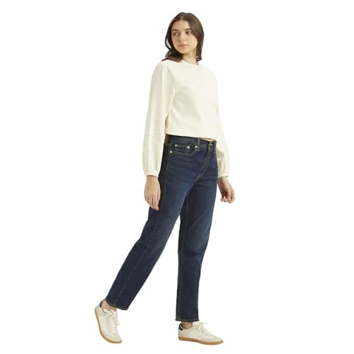 Levi's Women's Dark Indigo Straight Fit Mid-Rise Jeans, 1007, 30