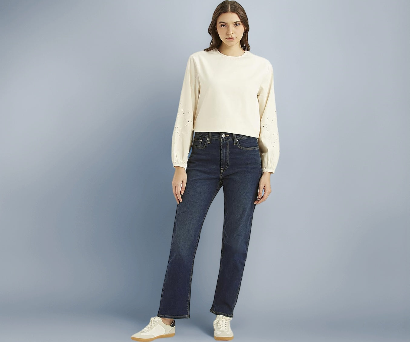 Levi's Women's Dark Indigo Straight Fit Mid-Rise Jeans, 1007, 30
