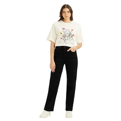 Levi's Women's Black Straight Fit High-Rise Jeans, 1009